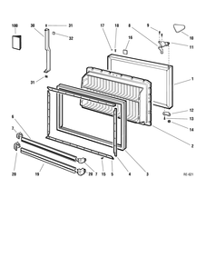 FREEZER DOOR Diagram and Parts List for LXC18JEBRC-1  General Electric Refrigerator