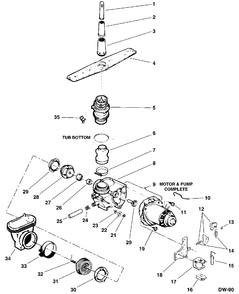 PUMP & MOTOR ASM. Diagram and Parts List for 40325129  General Electric Dishwasher