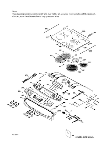 CONTROL PANEL & COOKTOP Diagram and Parts List for PCS940DF3WW  General Electric Range