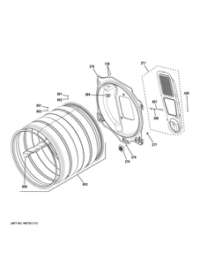 Drum Diagram and Parts List for GFD55ESSN3WW  General Electric Dryer