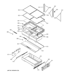 Fresh Food Shelves Diagram and Parts List for GNE29GMHCES  General Electric Refrigerator