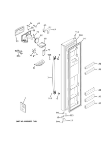 Freezer Door Diagram and Parts List for GZS22IMNYHES  General Electric Refrigerator