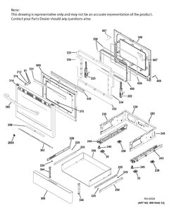 DOOR & DRAWER PARTS Diagram and Parts List for PCGB911SEJ1SS  General Electric Range