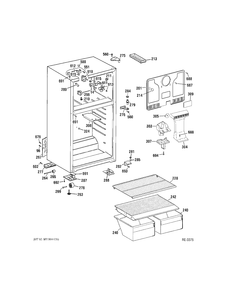 CABINET Diagram and Parts List for MTS18GBSARWW  General Electric Refrigerator