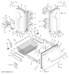 Doors Diagram and Parts List for PFS23KSHAFSS  General Electric Refrigerator