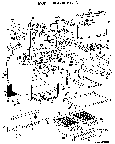 Cabinet And Shelves Diagram and Parts List for TBF17CFB  General Electric Refrigerator