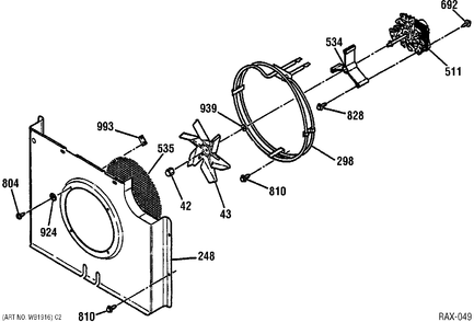 FAN Diagram and Parts List for JCKP18BW-1  General Electric Range