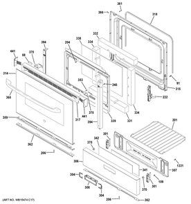 Door And Drawer Parts Diagram and Parts List for XGBS400DM2BB  General Electric Range
