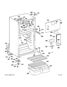 CABINET Diagram and Parts List for CTS18ABMDRWW  General Electric Refrigerator