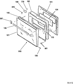 OVEN DOOR Diagram and Parts List for JCKS06WS-2  General Electric Range