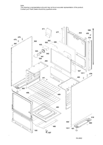 BODY PARTS Diagram and Parts List for JGAS730EL6WW  General Electric Range