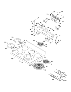 CONTROLS & COOKTOP Diagram and Parts List for JCBP83SP1SS  General Electric Range