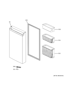 Freezer Door Diagram and Parts List for PAE28BYTBFS  General Electric Refrigerator