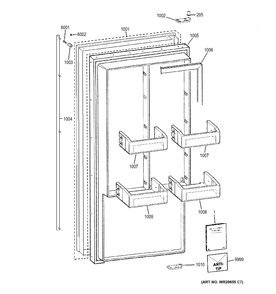 DOOR Diagram and Parts List for ZIFS360NHARH  General Electric Freezer