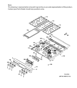 CONTROL PANEL & COOKTOP Diagram and Parts List for CCGS990SET4SS  General Electric Range