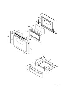 DOOR & DRAWER Diagram and Parts List for JCBS250ST3SS  General Electric Range