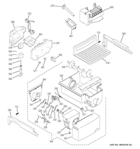 Ice Maker & Dispenser Diagram and Parts List for GSS25CGHECWW  General Electric Refrigerator