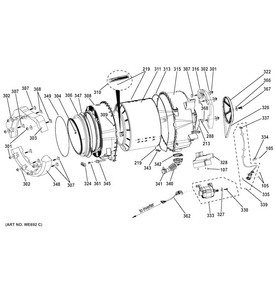 Tub & Motor Diagram and Parts List for GFWS1705H0DG  General Electric Washer