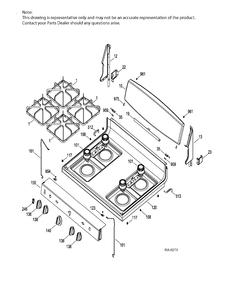 CONTROL PANEL & COOKTOP Diagram and Parts List for JCGBS10DEK1WW  General Electric Range