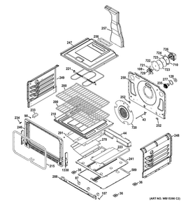 Lower Oven Diagram and Parts List for PGB950DEF2BB  General Electric Range