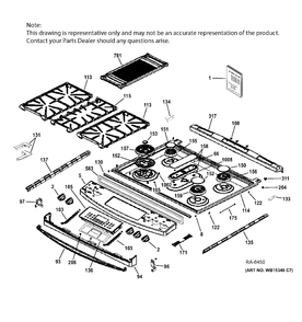 CONTROL PANEL & COOKTOP Diagram and Parts List for PC2S920SEF5SS  General Electric Range