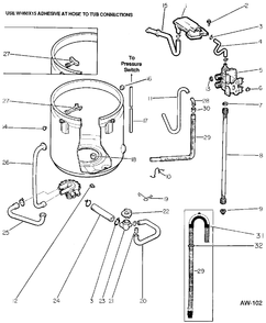 HYDRAULIC SYSTEM Diagram and Parts List for GW977K*117  General Electric Washer