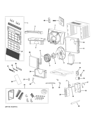 Part Location Diagram of WJ71X23883 GE Front Panel Assembly