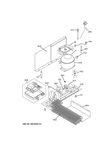 Machine Compartment Diagram and Parts List for ZIDI240HCII  General Electric Refrigerator