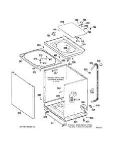 CABINET Diagram and Parts List for 57481D1WW  General Electric Washer