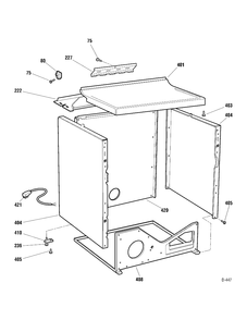 CABINET Diagram and Parts List for BBXR473EH0WW  General Electric Dryer