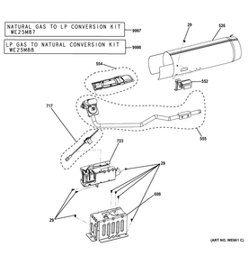 Gas Valve & Burner Assembly Diagram and Parts List for GTD81GSSJ1WS  General Electric Dryer