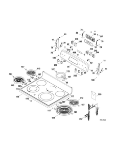 CONTROLS & COOKTOP Diagram and Parts List for JCB710DP1WW  General Electric Range