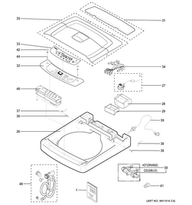 Controls & Top Panel Diagram and Parts List for WSLP1500H0WW  General Electric Washer