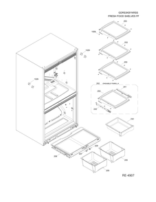 FF SHELVES Diagram and Parts List for GDRS3KBYKRSS  General Electric Refrigerator