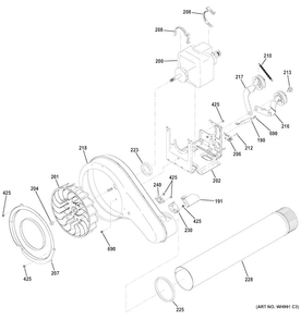 Blower & Motor Diagram and Parts List for GFDR485EF1MC  General Electric Dryer