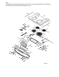 CONTROL PANEL & COOKTOP Diagram and Parts List for JCSP41SV5SS  General Electric Range