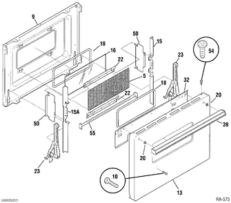 DOOR ASSEMBLY Diagram and Parts List for CRMF2150VM-2  General Electric Range