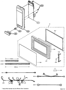 DOOR ASSEMBLY Diagram and Parts List for GSC1243W  General Electric Microwave