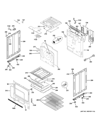 Body Parts Diagram and Parts List for CGS700P4M2W2  General Electric Range