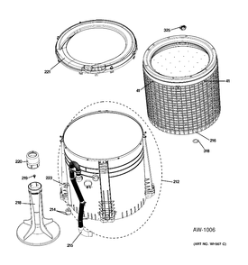 TUB, BASKET & AGITATOR Diagram and Parts List for C978-97222210  General Electric Washer