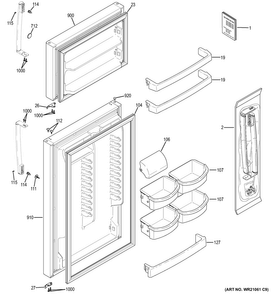 Doors Diagram and Parts List for GIE18HSHDRSS  General Electric Refrigerator
