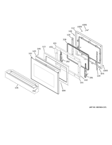 Upper Door Diagram and Parts List for ZTD90DSSN3SS  General Electric Wall Oven