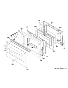 Lower Door Diagram and Parts List for PGB960FEJ2DS  General Electric Range