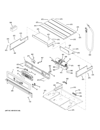 Control Panel Diagram and Parts List for ZEK7500SH4SS  General Electric Wall Oven
