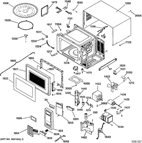 BODY PARTS Diagram and Parts List for GTC0934W001  General Electric Microwave