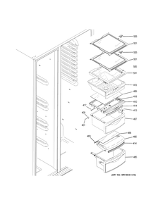 FRESH FOOD SHELVES Diagram and Parts List for GSS23GGKJCWW  General Electric Refrigerator
