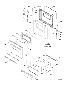 DOOR & DRAWER Diagram and Parts List for MCBS524K2WW  General Electric Range