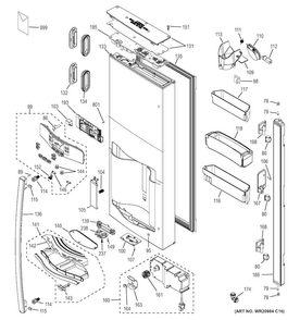 Dispenser Door Diagram and Parts List for PYE22PSHFSS  General Electric Refrigerator