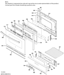 DOOR & DRAWER Diagram and Parts List for JCGBS66DEK1BB  General Electric Range