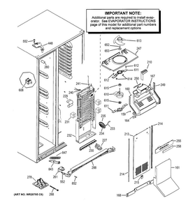 Freezer Section Diagram and Parts List for PSE25KGHEHWW  General Electric Refrigerator